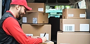 Courier delivering shipments to customers.