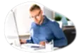 Bookkeeper reviewing business finances.