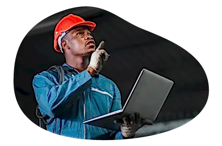 Engineer inspecting a building structure.