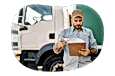 Truck driver looking through routes for transportation of cannabis products.