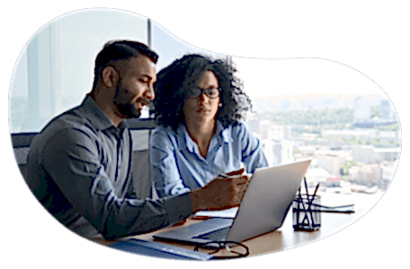 IT consultant working with a client.