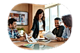 Advertising agency team reviewing a marketing plan.
