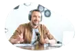 Podcaster recording an episode.