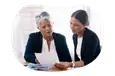 Career coach reviewing a resume with a client.