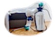 Pest control professional treating a home with chemicals.