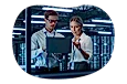 A small business owner discussing their cyber liability policy with a client