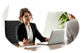 A small business owner discussing their professional liability coverage with a client
